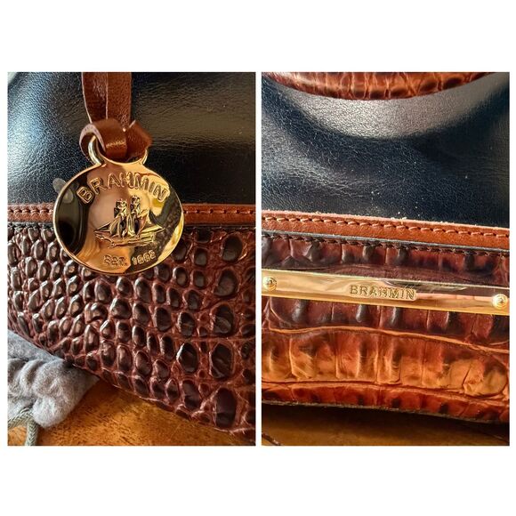 VINTAGE | Brahmin Tuscan Tri-Texture Satchel Crossbody Includes Original Dustbag - Picture 7 of 11